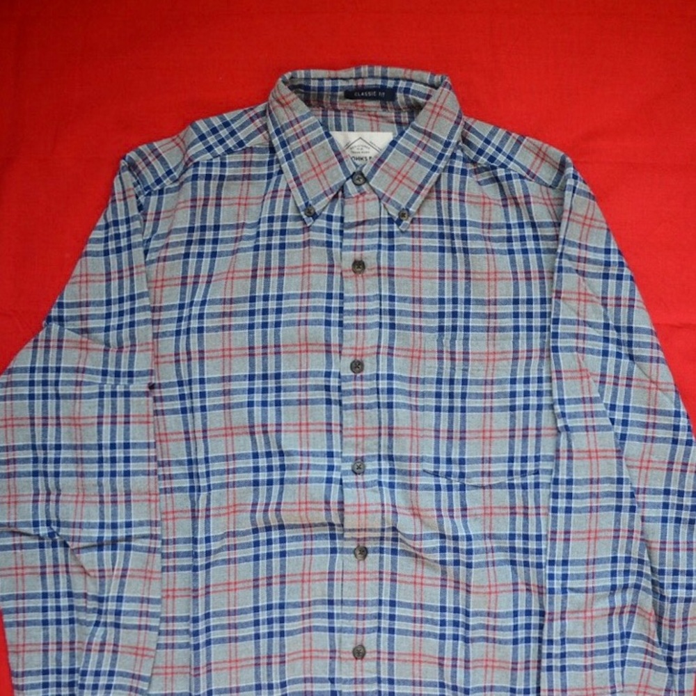 St. John’s bay Flannel red blue and grey